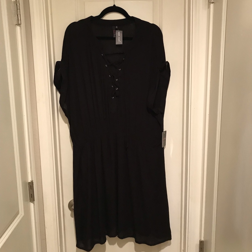 NWT Wet Seal Black Lace Front Dress